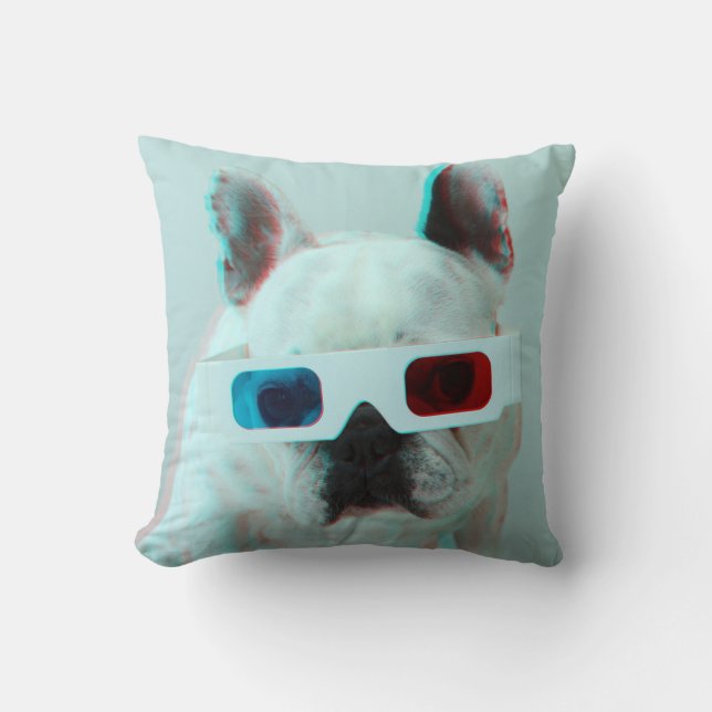 French Bulldog With 3D Glasses Cushion (Front)