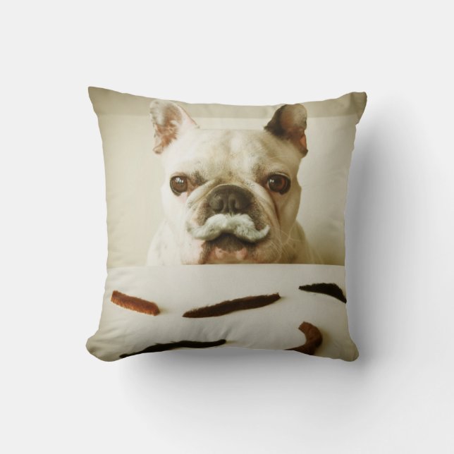 French Bulldog With A Moustache Cushion (Front)