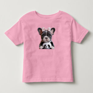 French Bulldog with a Pink Bow Toddler T-Shirt