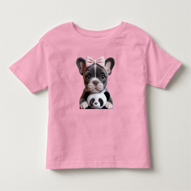  French Bulldog with a Pink Bow   Toddler T-Shirt (Front)