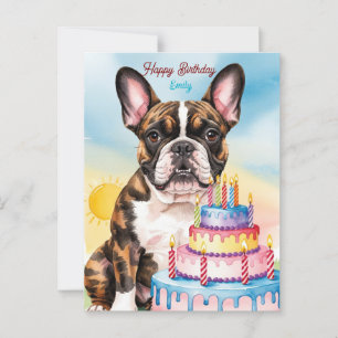 French Bulldog with birthday cake Postcard