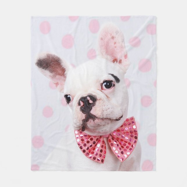 French Bulldog with Bow Tie Fleece Blanket (Front)