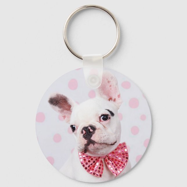French Bulldog with Bow Tie Key Ring (Front)