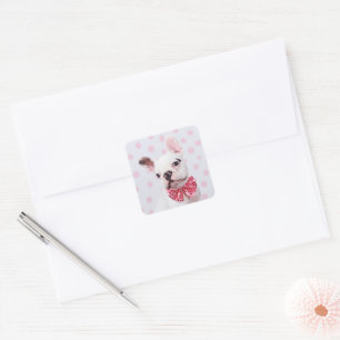French Bulldog with Bow Tie Square Sticker
