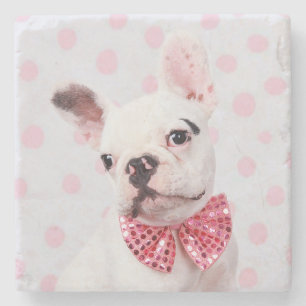French Bulldog with Bow Tie Stone Coaster
