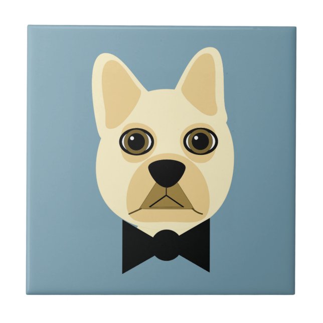 French Bulldog with bowtie blue Tile (Front)