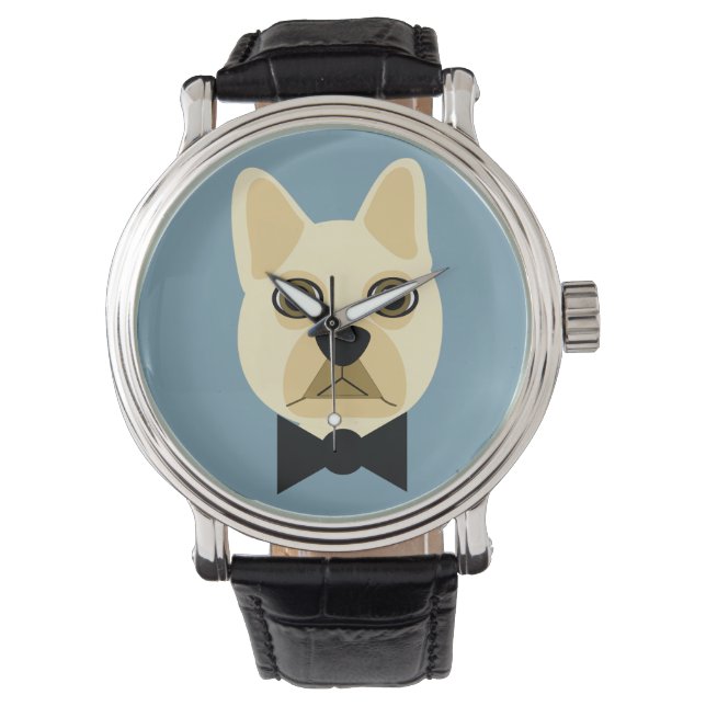 French Bulldog with bowtie blue Watch (Front)