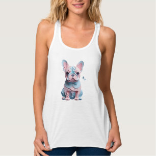 French Bulldog with Butterfly Paper Cutting Art Singlet