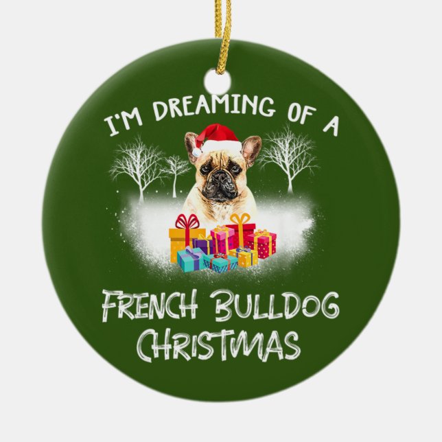 French Bulldog With Christmas Ceramic Tree Decoration (Front)