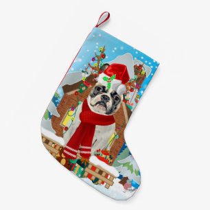 French Bulldog with Christmas gifts Small Christmas Stocking