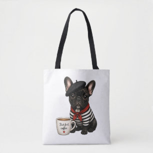 French Bulldog with coffee Tote Bag