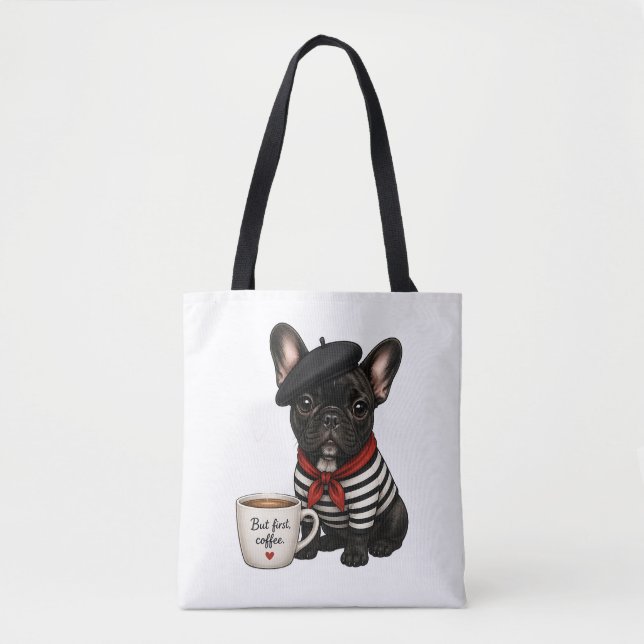 French Bulldog with coffee Tote Bag (Front)