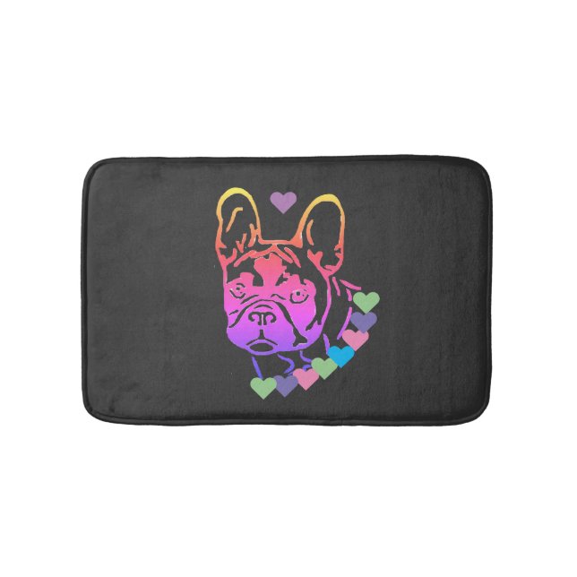French bulldog with collar bath mat (Front)