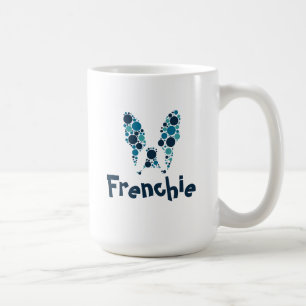 French bulldog with colourful circles coffee mug