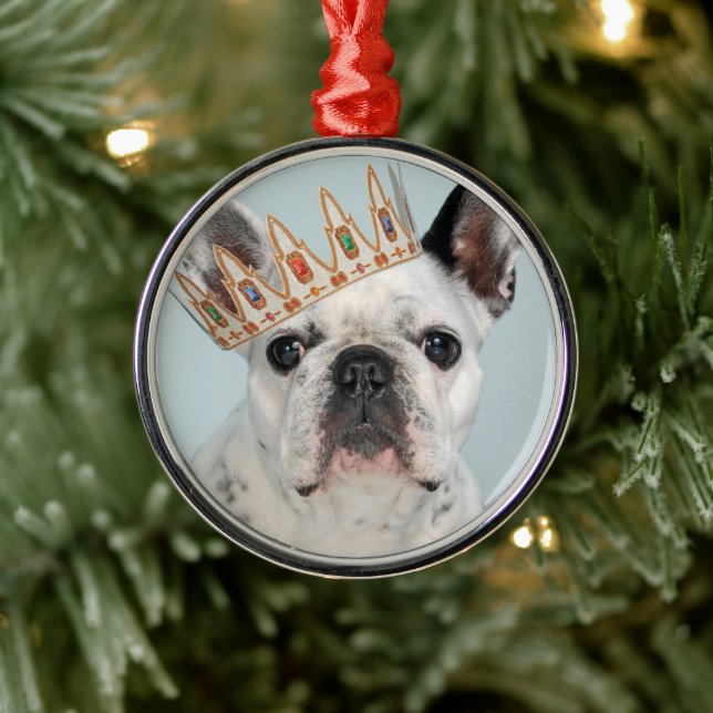 French Bulldog with Crown Metal Tree Decoration (Tree)