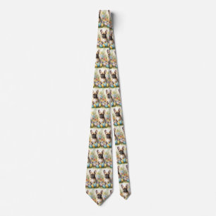 French Bulldog with Easter Eggs Tie