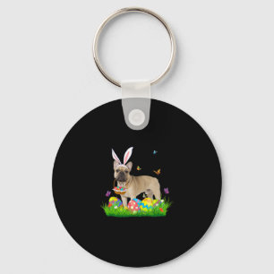 French Bulldog With Egg Basket Easter Hunting Egg Key Ring