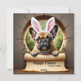 French Bulldog - with Family Name Holiday Card
