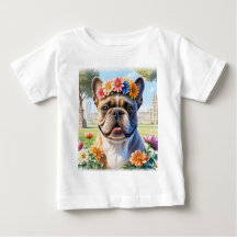 French Bulldog with flower wreath for Mother's
