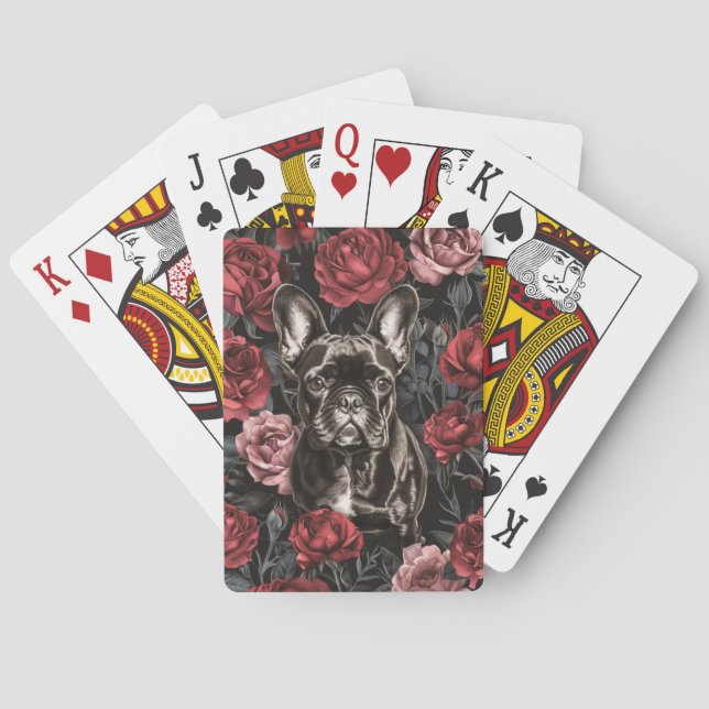 French Bulldog with Flowers Playing Cards (Back)
