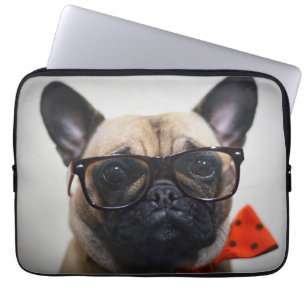 French Bulldog With Glasses And Bow Tie Laptop Sleeve