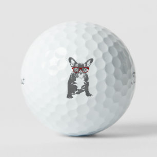 French bulldog with glasses humour fun golf balls