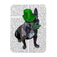 French Bulldog With Green Top Hat and Moustache