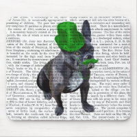 French Bulldog With Green Top Hat and Moustache