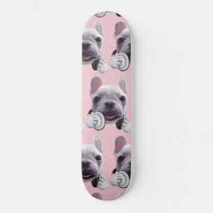 French Bulldog with Headphone Skateboard