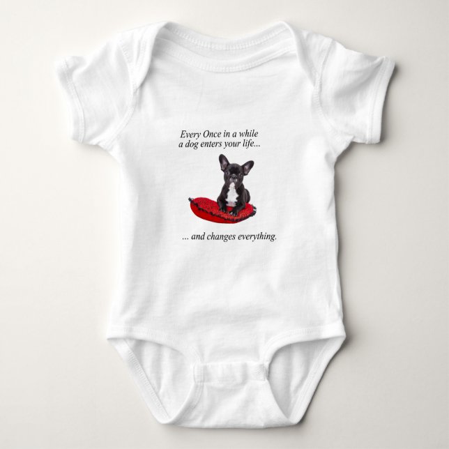 French Bulldog with heart and nice quote Baby Bodysuit (Front)