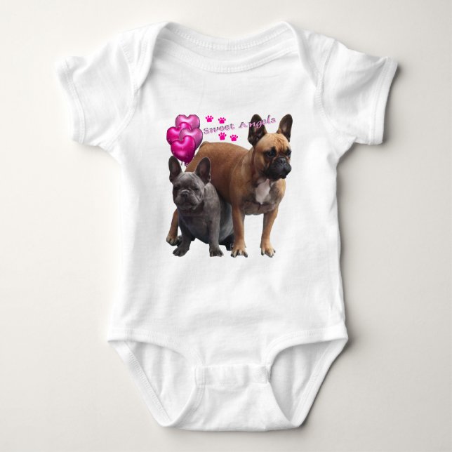 French Bulldog with heart French Bulldog Baby Bodysuit (Front)