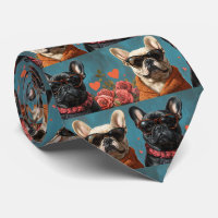 French Bulldog With Heart Roses Valentine's Day