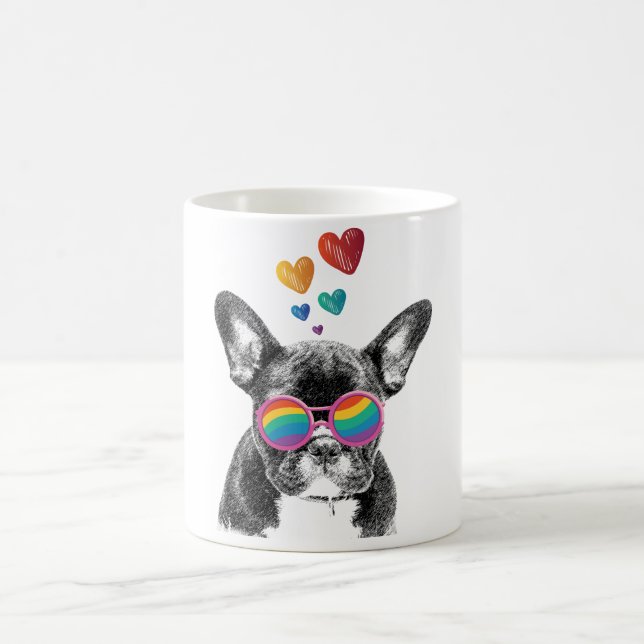 French Bulldog with Hearts Valentine's Day Coffee Mug (Center)