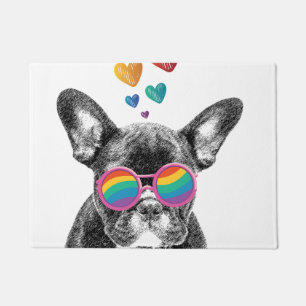 French Bulldog with Hearts Valentine's Day Doormat