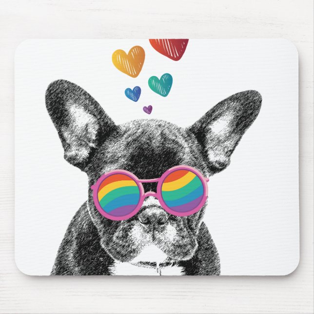 French Bulldog with Hearts Valentine's Day Mouse Pad (Front)