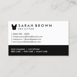 French bulldog with little heart nose black business card