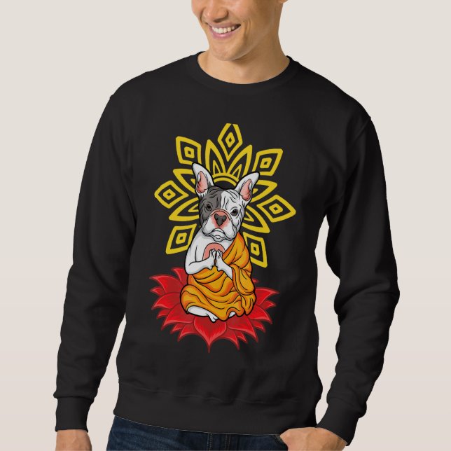 French Bulldog With Mandala Buddha Yoga Womens Men Sweatshirt (Front)