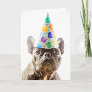 French Bulldog with Party Hat Card