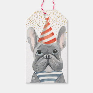 French Bulldog With Party Hat Merci Gift Tags