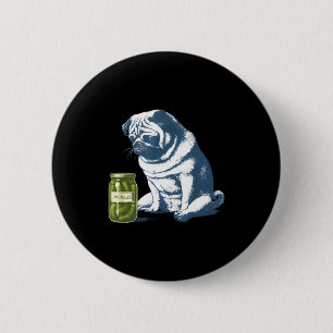 French bulldog with pickle jar funny meme 90s 6 cm round badge