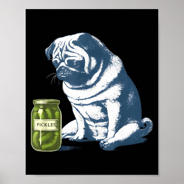 French bulldog with pickle jar funny meme 90s poster (Front)