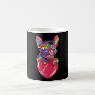 French Bulldog with red heart colourful Coffee Mug