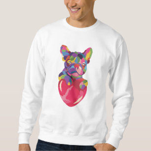 French Bulldog with red heart colourful Sweatshirt