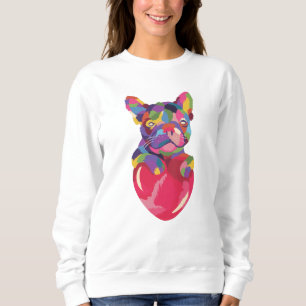 French Bulldog with red heart colourful Sweatshirt