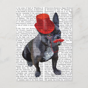 French Bulldog With Red Top Hat and Moustache Postcard