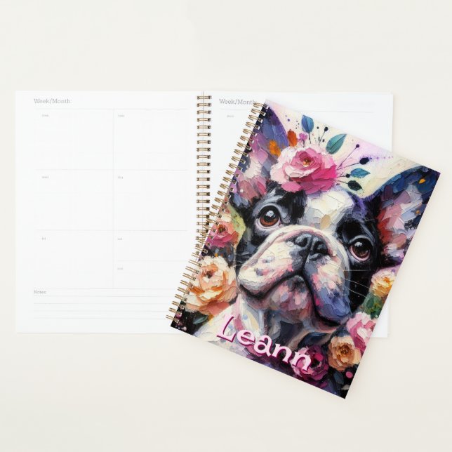 French Bulldog with Roses Dog Personalised Planner (Display)