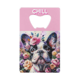 French Bulldog with Roses Impressionistic Painting