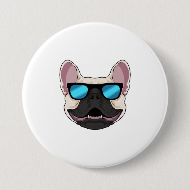 French Bulldog with Sunglasses 7.5 Cm Round Badge (Front)