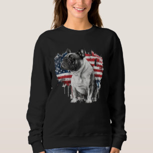 French Bulldog with the American Flag  1 Sweatshirt