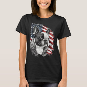 French Bulldog with the American Flag T-Shirt